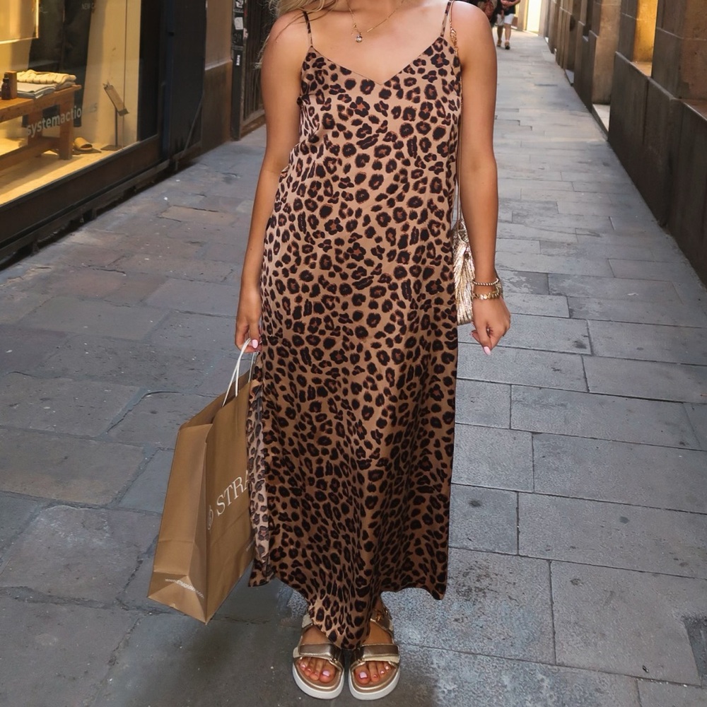 Silk Cheetah Print Maxi Dress